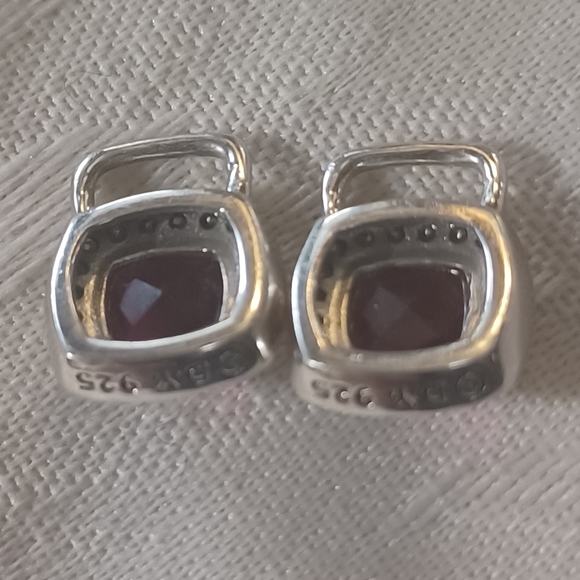 David Yurman Albion Garnet & Diamond Drop Earrings, Sterling Silver - Picture 9 of 14